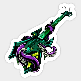 Electric rock guitar with purple Octopus Sticker